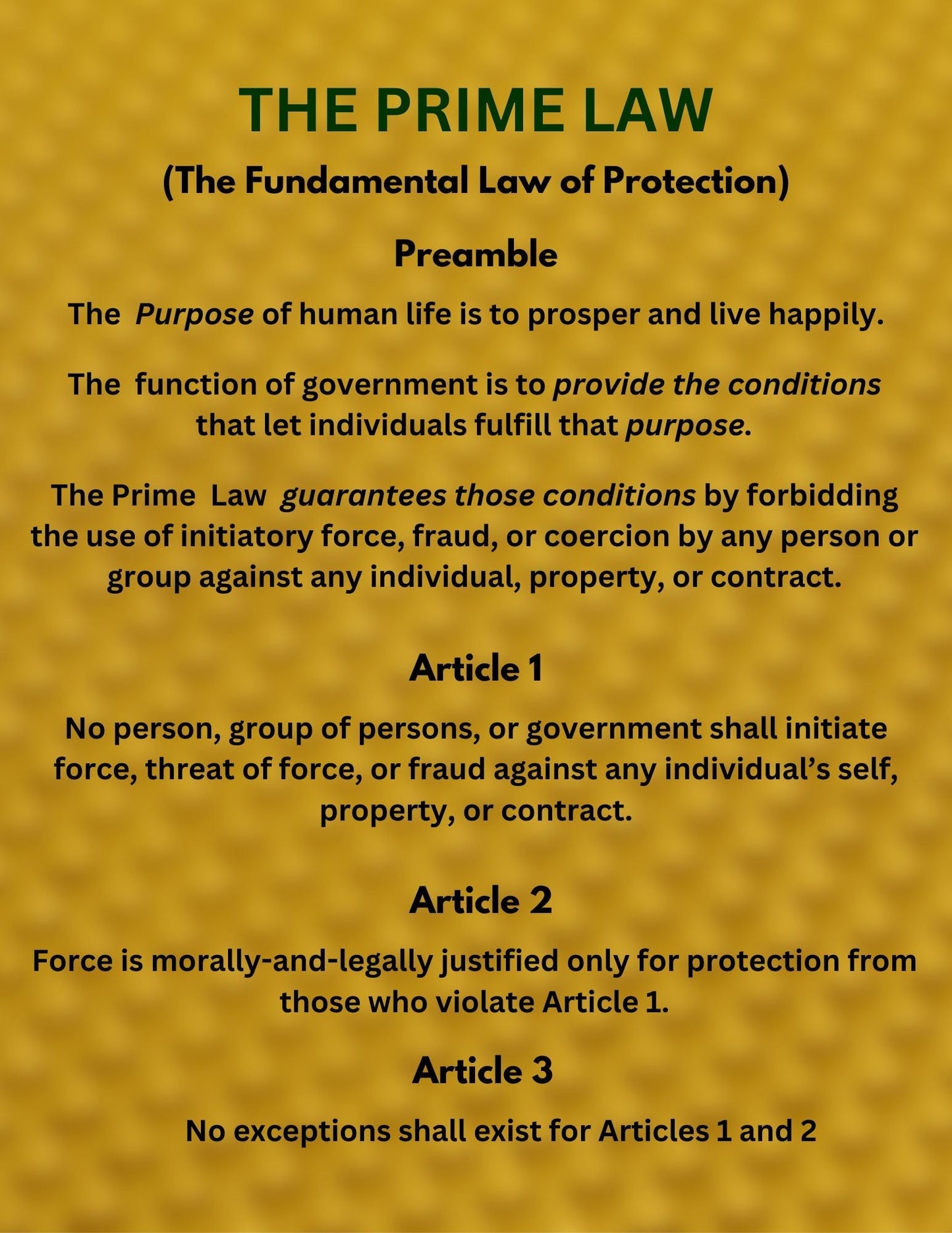 Gold Prime Law